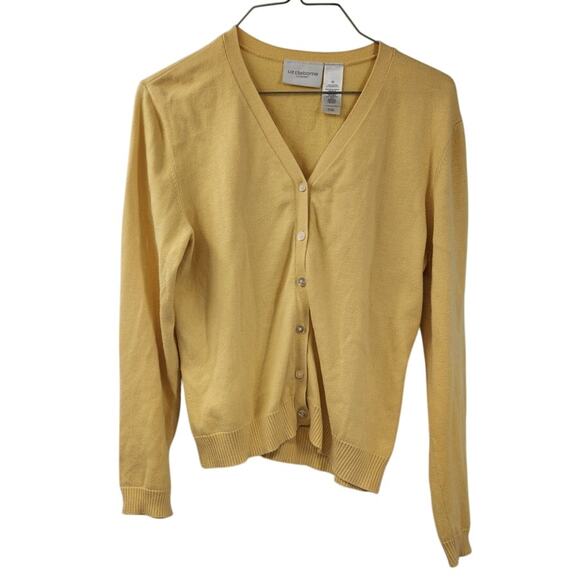 Liz Claiborne Sweaters - Liz Claiborne Button Down Yellow Cotton Cardigan Sweater Womens Size Medium M